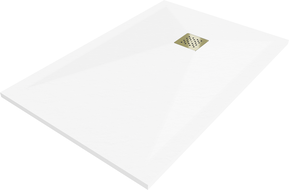Mexen Stone+ rectangular composite shower tray 130 x 70 cm, white, golden cover - 44107013-G