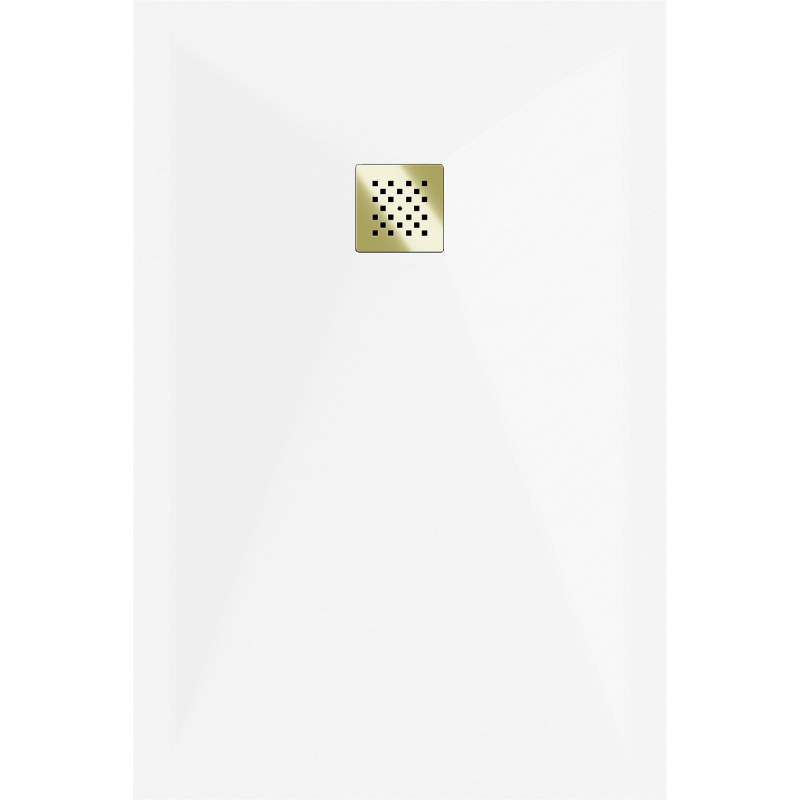 Mexen Stone+ rectangular composite shower tray 130 x 70 cm, white, golden cover - 44107013-G