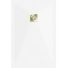 Mexen Stone+ rectangular composite shower tray 140 x 70 cm, white, gold cover - 44107014-G