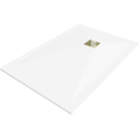 Mexen Stone+ rectangular composite shower tray 110 x 80 cm, white, gold cover - 44108011-G