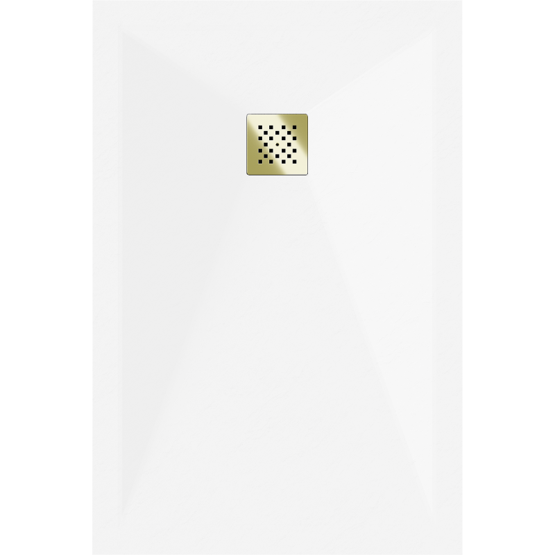 Mexen Stone+ rectangular composite shower tray 100 x 70 cm, white, gold grill - 44107010-G
