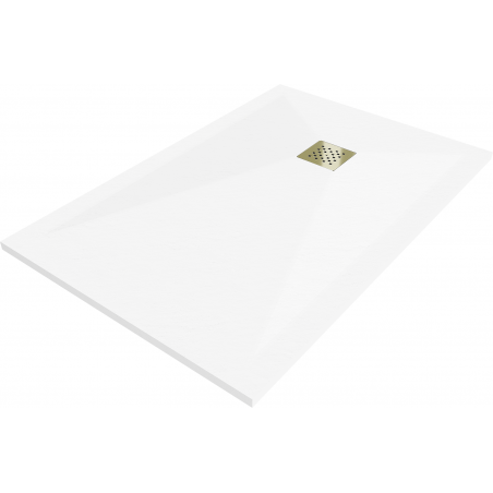 Mexen Stone+ composite rectangular shower tray 90 x 70 cm, white, gold cover - 44107090-G