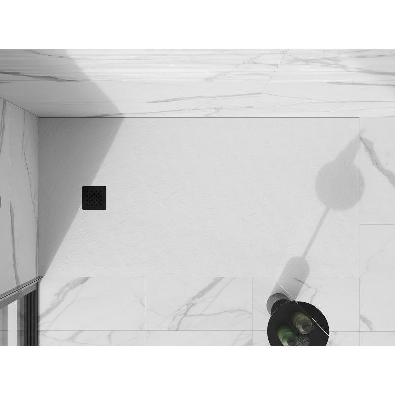 Mexen Stone+ composite rectangular shower tray 160 x 90 cm, white, black cover - 44109016-B