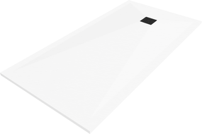 Mexen Stone+ rectangular composite shower tray 180 x 90 cm, white, black cover - 44109018-B