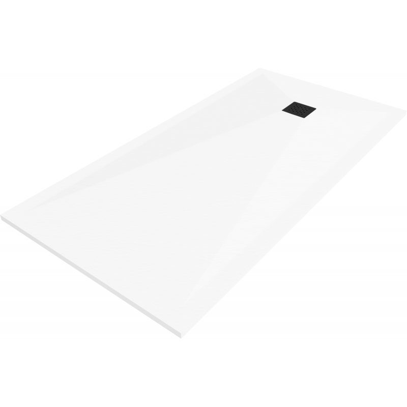 Mexen Stone+ Composite Rectangular Shower Tray 180 x 80 cm, White, Black Cover - 44108018-B