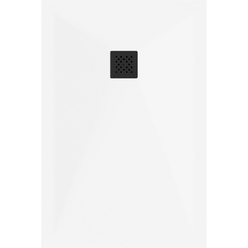 Mexen Stone+ rectangular composite shower tray 110 x 90 cm, white, black cover - 44109011-B