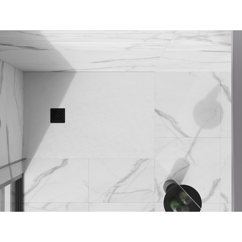 Mexen Stone+ composite rectangular shower tray 130 x 80 cm, white, black cover - 44108013-B
