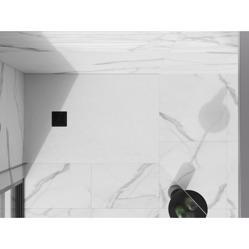 Mexen Stone+ rectangular composite shower tray 130 x 90 cm, white, black cover - 44109013-B