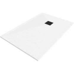 Mexen Stone+ Composite Rectangular Shower Tray 100 x 80 cm, White, Black Cover - 44108010-B