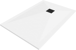 Mexen Stone+ rectangular composite shower tray 100 x 80 cm, white, black cover - 44108010-B
