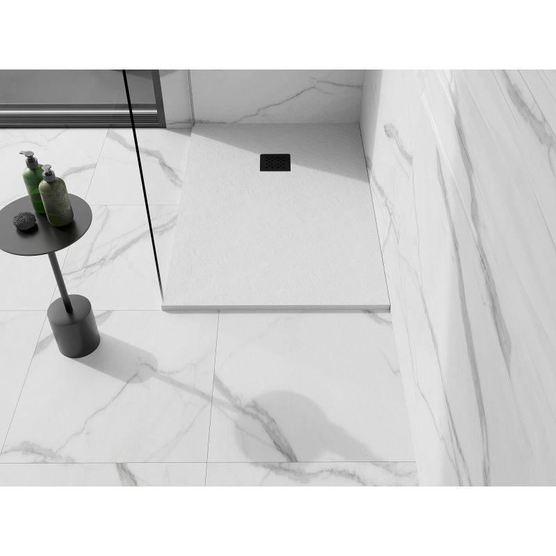 Mexen Stone+ composite rectangular shower tray 120 x 70 cm, white, black cover - 44107012-B