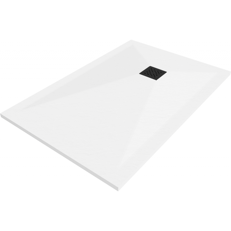 Mexen Stone+ composite rectangular shower tray 110 x 70 cm, white, black cover - 44107011-B