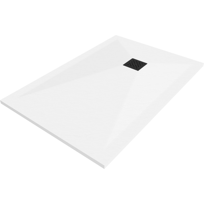 Mexen Stone+ rectangular composite shower tray 110 x 70 cm, white, black cover - 44107011-B