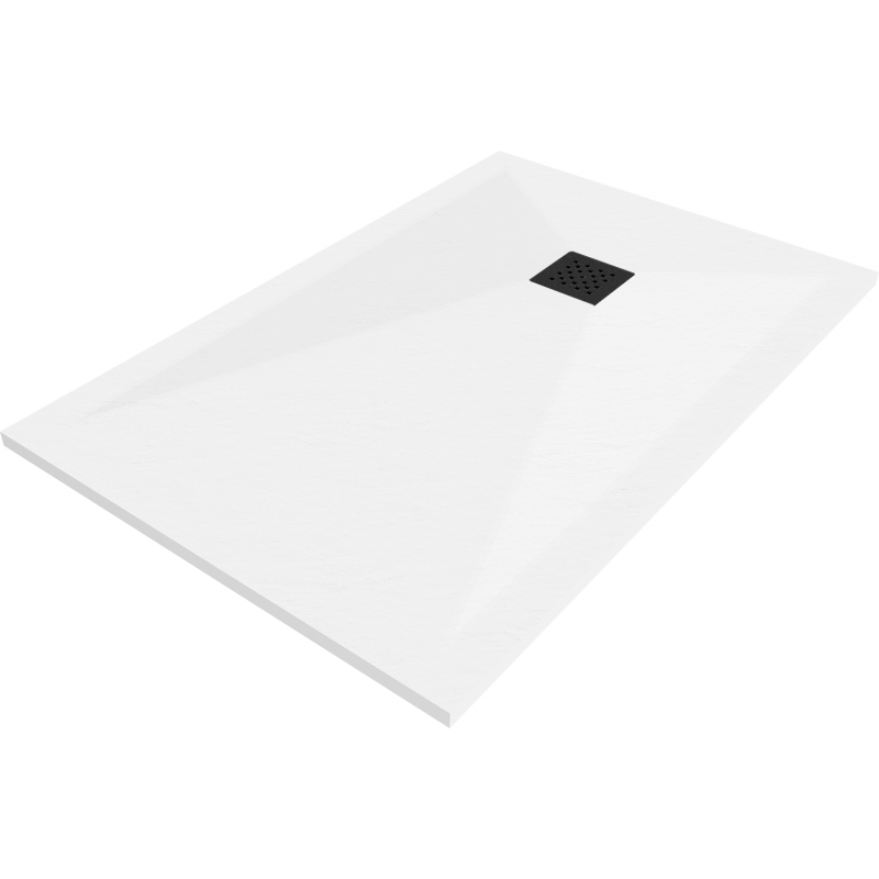 Mexen Stone+ Rectangular Composite Shower Tray 80 x 70 cm, White, Black Cover - 44107080-B