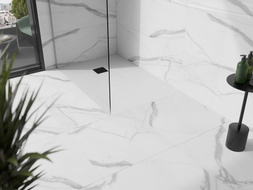 Mexen Stone+ rectangular composite shower tray 90 x 80 cm, white, black cover - 44108090-B