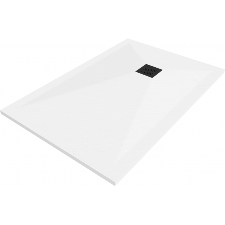 Mexen Stone+ rectangular composite shower tray 90 x 80 cm, white, black cover - 44108090-B