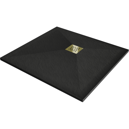 Mexen Stone+ Composite Square Shower Tray 70 x 70 cm, Black, Golden Cover - 44707070-G
