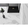 Mexen Stone+ composite square shower tray 90 x 90 cm, black, gold cover plate - 44709090-G