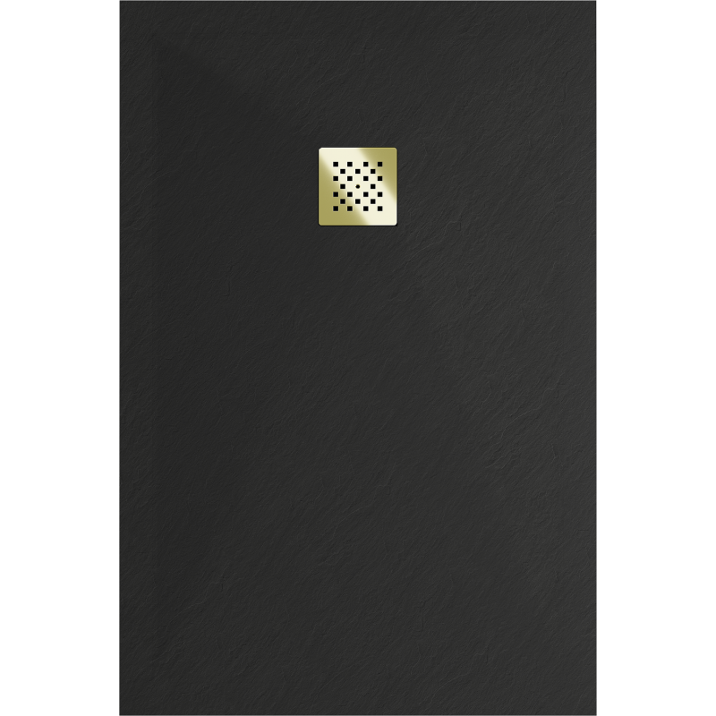 Mexen Stone+ rectangular composite shower tray 100 x 70 cm, black, gold cover - 44707010-G