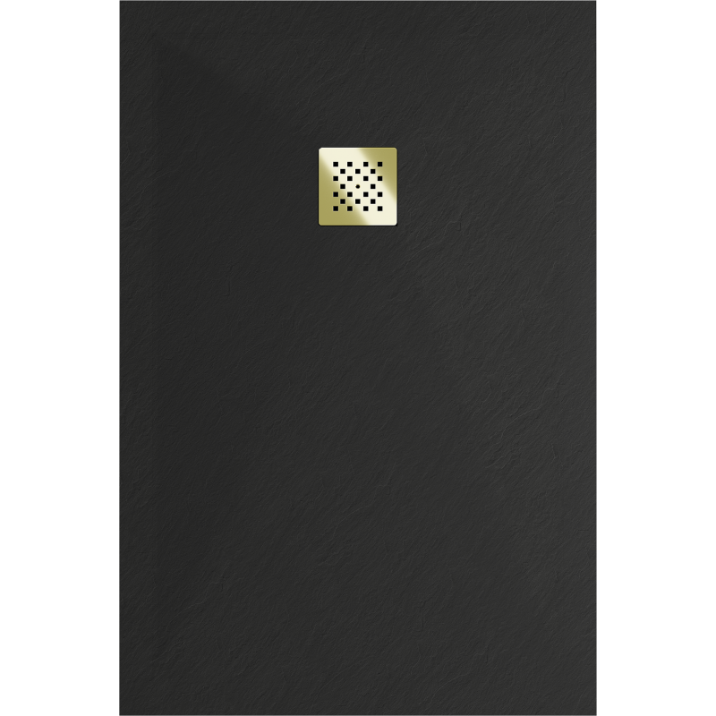 Mexen Stone+ composite rectangular shower tray 110 x 70 cm, black, gold cover - 44707011-G