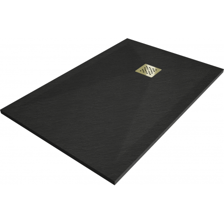 Mexen Stone+ Composite Shower Tray Rectangular 120 x 80 cm, Black, Gold Cover - 44708012-G