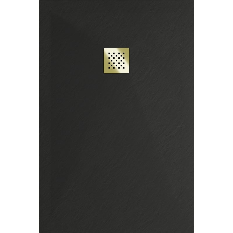 Mexen Stone+ rectangular composite shower tray 140 x 70 cm, black, gold cover - 44707014-G