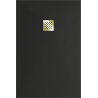 Mexen Stone+ Composite Rectangular Shower Tray 140 x 90 cm, Black, Gold Cover - 44709014-G