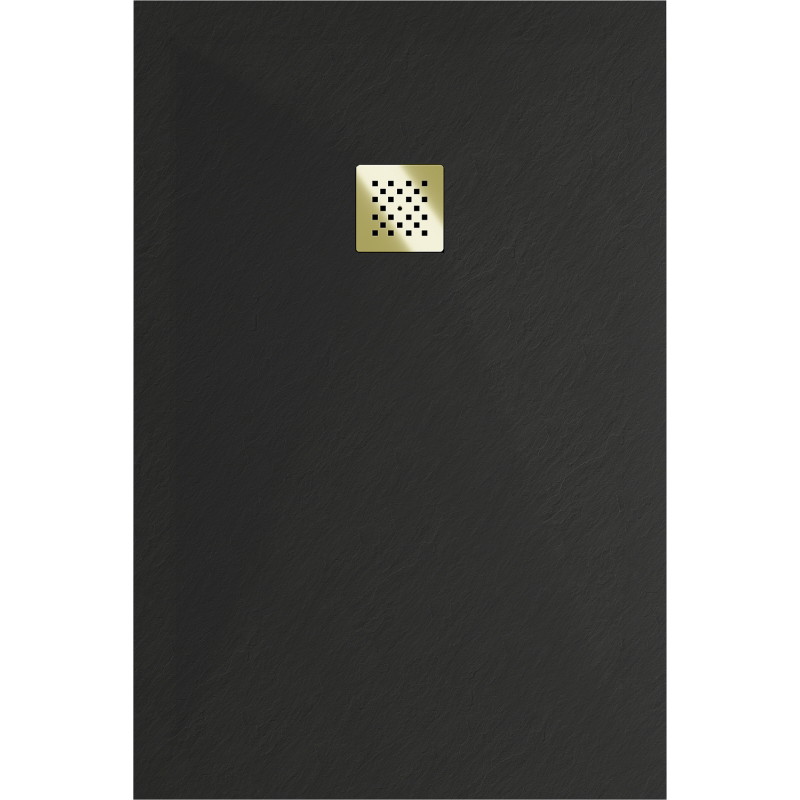 Mexen Stone+ rectangular composite shower tray 130 x 90 cm, black, gold cover - 44709013-G