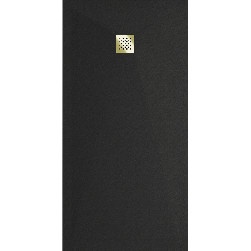 Mexen Stone+ composite rectangular shower tray 180 x 70 cm, black, gold cover - 44707018-G