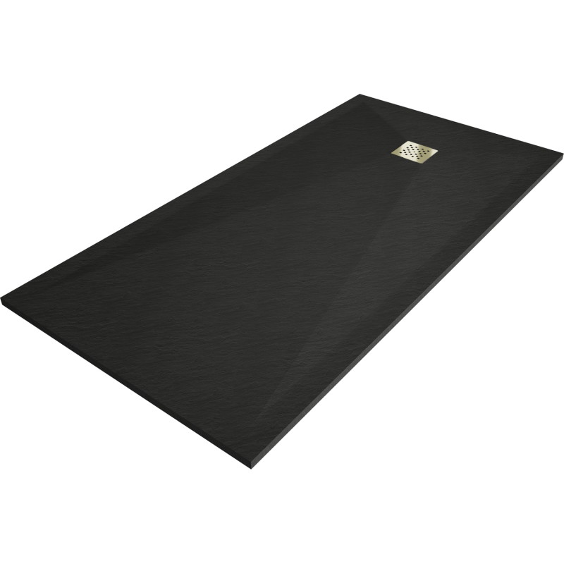 Mexen Stone+ rectangular composite shower tray 200 x 90 cm, black, gold cover - 44709020-G