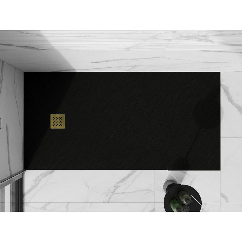 Mexen Stone+ composite rectangular shower tray 200 x 90 cm, black, gold cover - 44709020-G