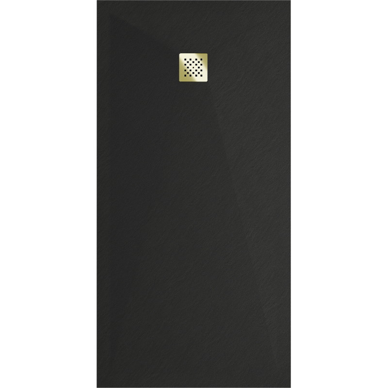 Mexen Stone+ rectangular composite shower tray 200 x 90 cm, black, gold cover - 44709020-G