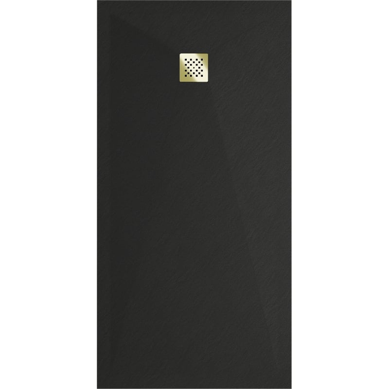 Mexen Stone+ rectangular composite shower tray 200 x 100 cm, black, gold cover - 44701020-G