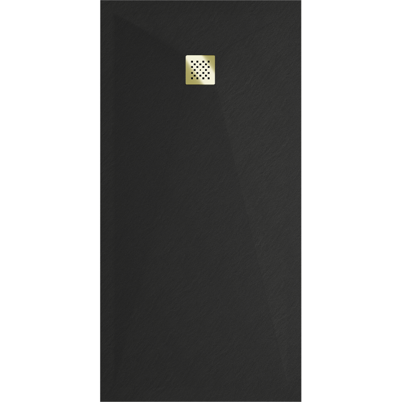 Mexen Stone+ composite rectangular shower tray 160 x 90 cm, black, gold cover - 44709016-G