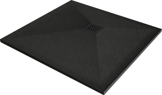 Mexen Stone+ composite square shower tray 70 x 70 cm, black, black cover - 44707070-B
