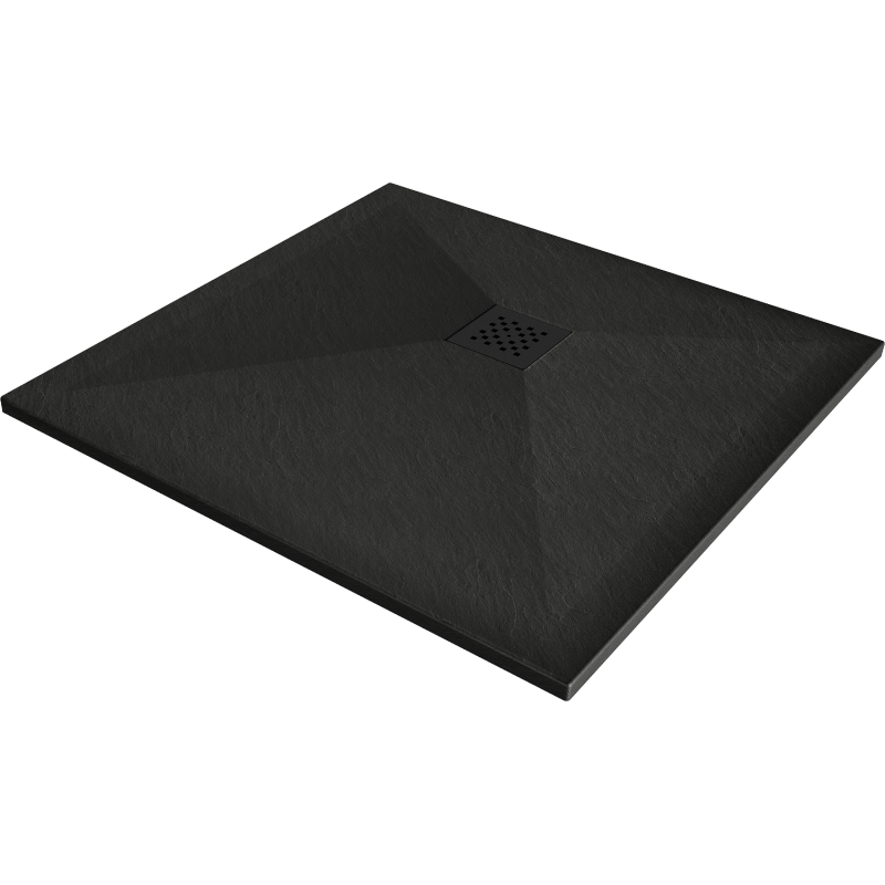Mexen Stone+ composite shower tray square 90 x 90 cm, black, black cover - 44709090-B
