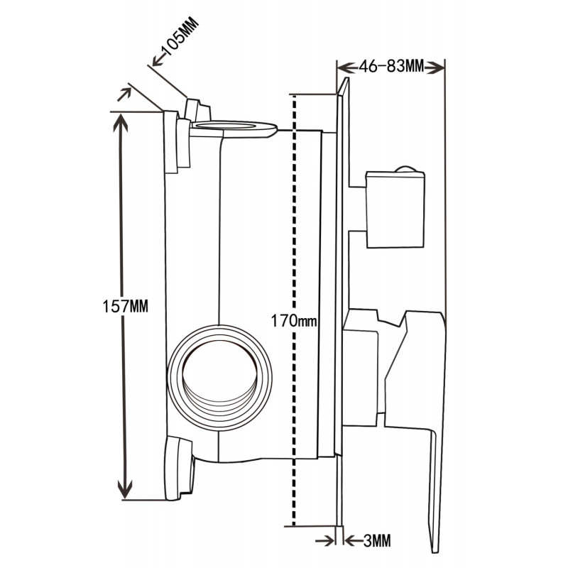 Mexen Uno built-in bathtub faucet, chrome - 71435-00
