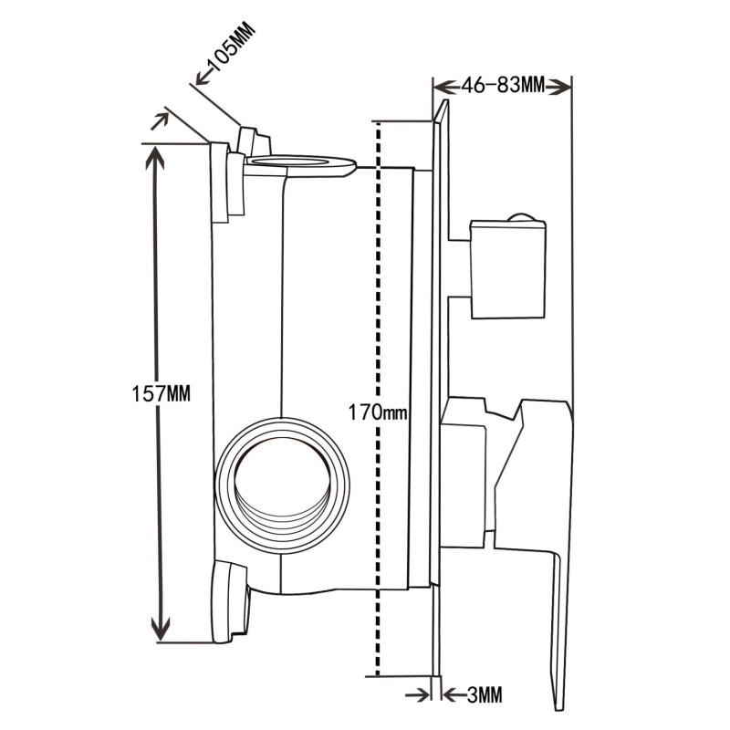Mexen Uno built-in bathtub-shower faucet, gold - 71435-50