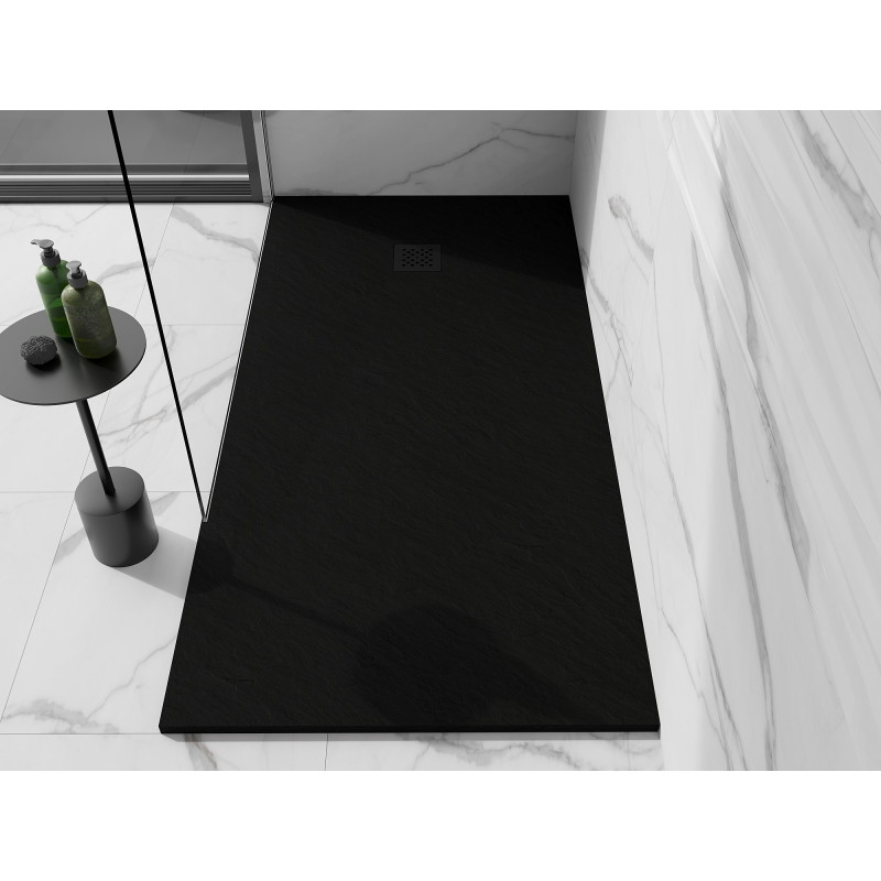 Mexen Stone+ rectangular composite shower tray 160 x 100 cm, black, black cover - 44701016-B