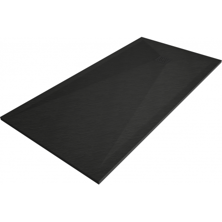 Mexen Stone+ rectangular composite shower tray 160 x 70 cm, black, black cover - 44707016-B