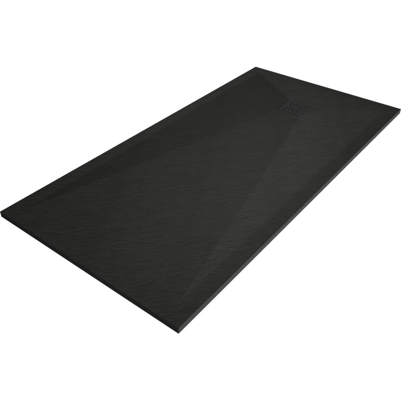 Mexen Stone+ 180 x 70 cm rectangular composite shower tray, black, black cover - 44707018-B