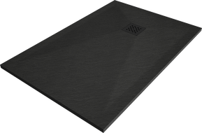Mexen Stone+ rectangular composite shower tray 140 x 80 cm, black, black cover - 44708014-B