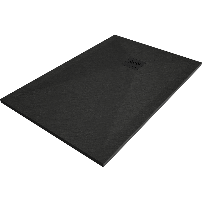 Mexen Stone+ Rectangular Composite Shower Tray 100 x 80 cm, Black, Black Cover - 44708010-B