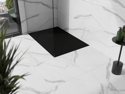 Mexen Stone+ composite rectangular shower tray 120 x 80 cm, black, black cover - 44708012-B