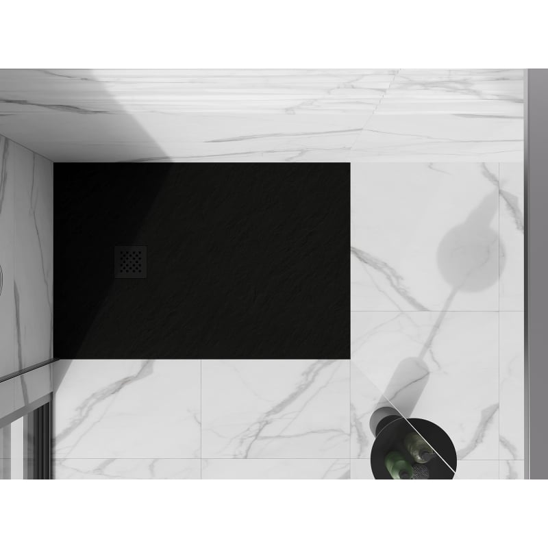 Mexen Stone+ rectangular composite shower tray 100 x 90 cm, black, black cover - 44709010-B