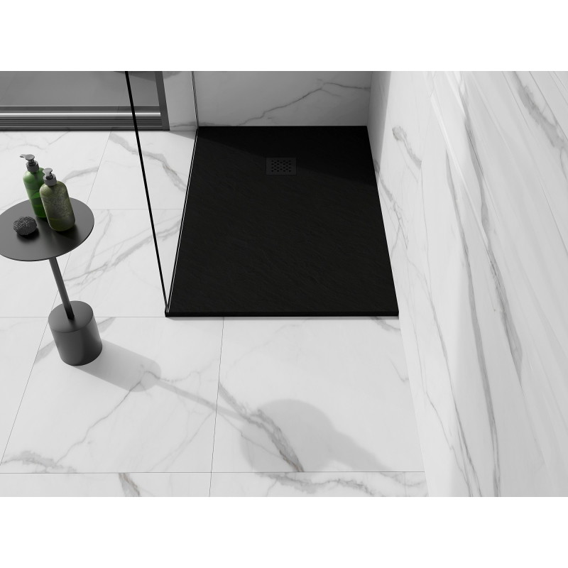 Mexen Stone+ composite rectangular shower tray 120 x 90 cm, black, black cover - 44709012-B