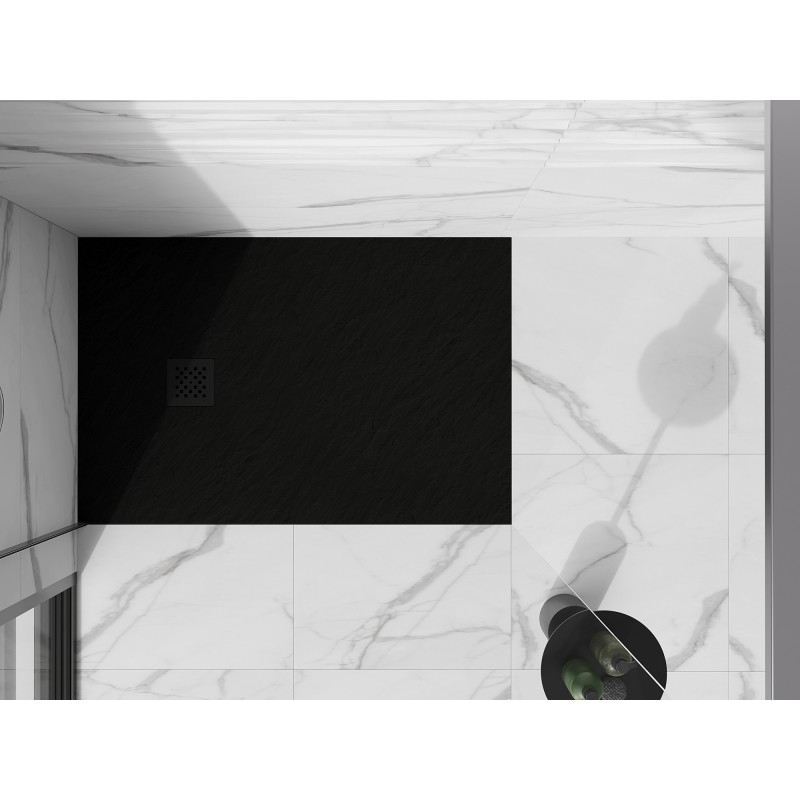 Mexen Stone+ rectangular composite shower tray 80 x 70 cm, black, black cover - 44707080-B