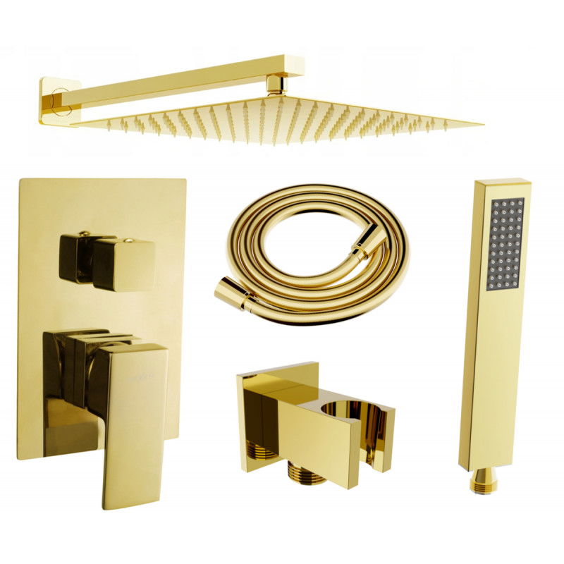 Mexen Uno DR02 flush-mount shower set, Gold - 71435DR02-50