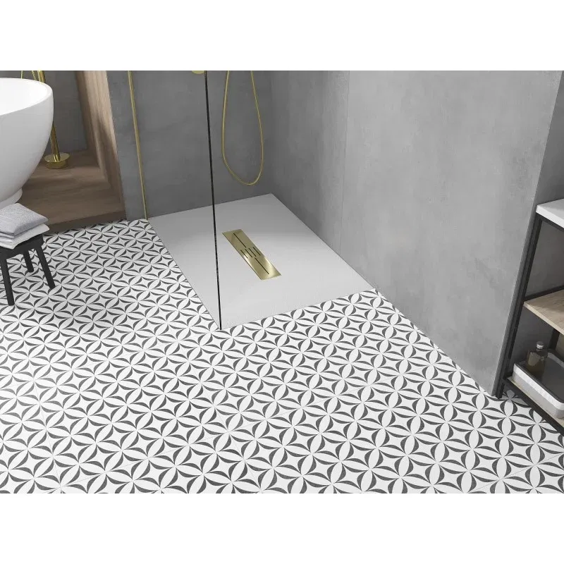 Mexen Toro rectangular shower tray SMC 120 x 70 cm, white, gold cover - 43107012-G