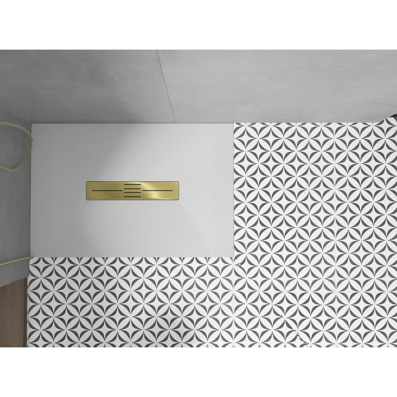 Mexen Toro rectangular shower tray SMC 110 x 70 cm, white, gold cover - 43107011-G